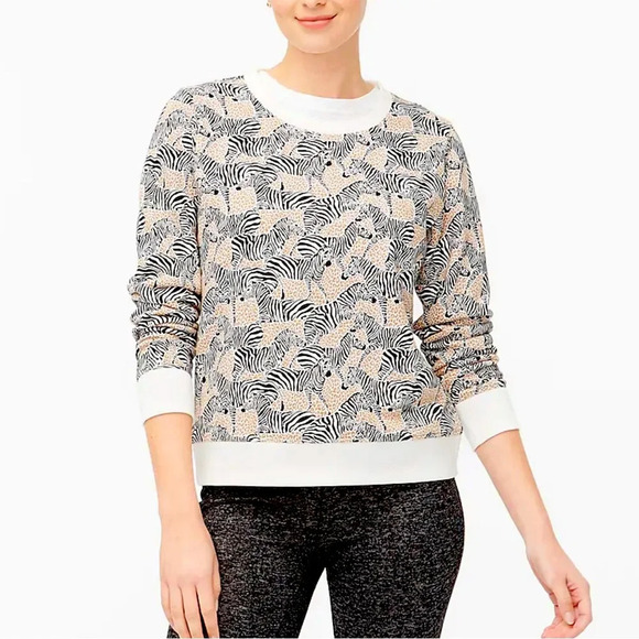 J. Crew Zebra Print Pullover Sweatshirt - Picture 1 of 7